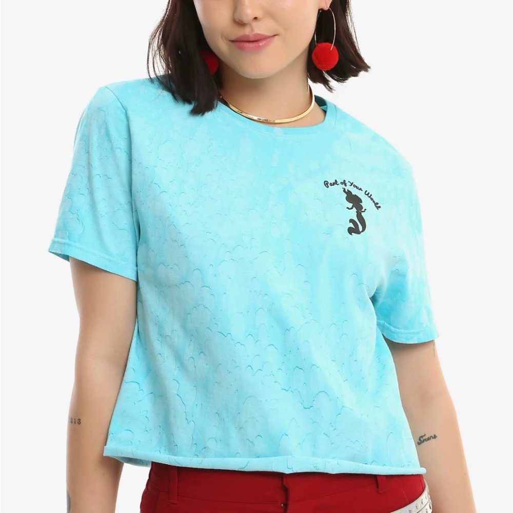 NWT Disney The Little Mermaid Pure Cotton Rain Wash Girls Crop T-Shirt